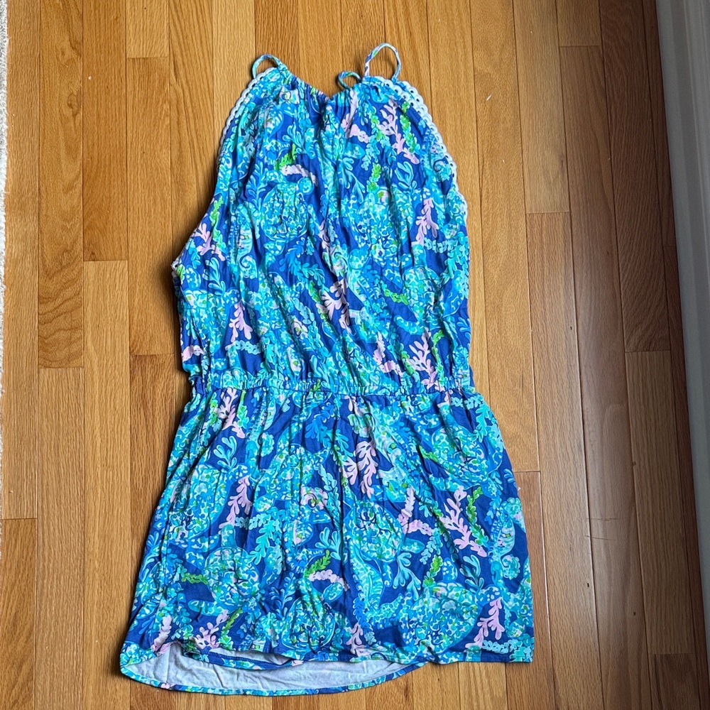 Blue and Pink Patterned Romper - Lilly